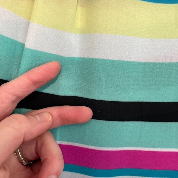 TORRID 1 Plus Size Striped Georgette Pocket Tank Top Blue White Pink Summer 1X - Picture 12 of 16